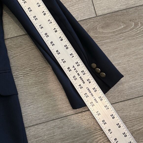 Oscar de la Renta 43L Blazer Wool Dark Navy Blue Gold Button Vintage Sport Coat - Picture 9 of 13